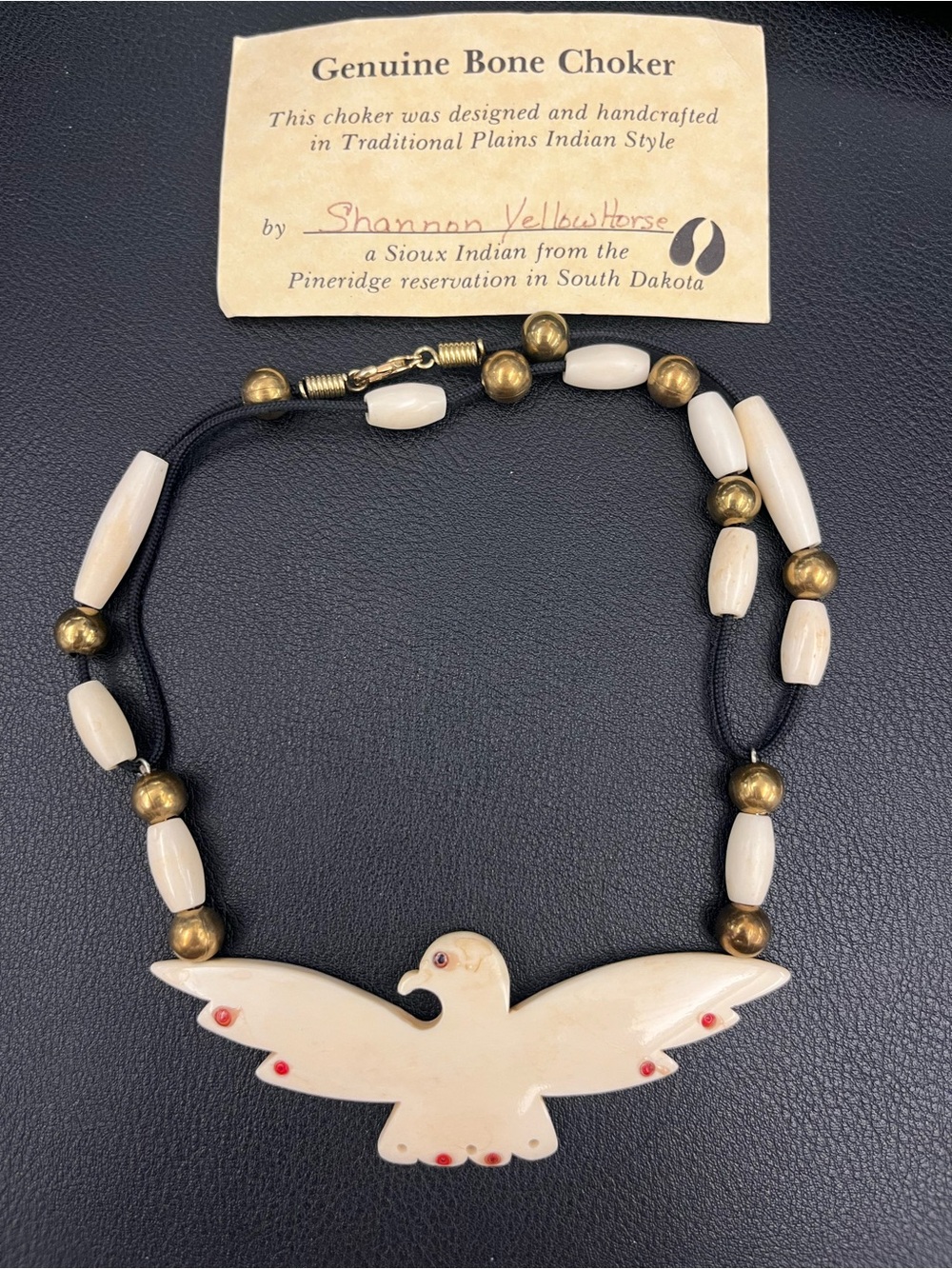 Handcrafted Genuine Bone Eagle Choker Necklace - Sioux Indian